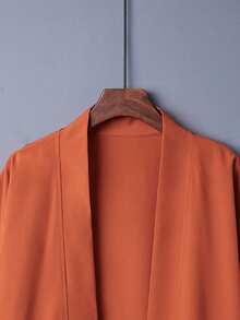 复古宽松纯色百搭和服罩衫，中国风汉服风格动漫角色扮演外套，沙滩罩衫，防晒 - 橘色 - 查看 3