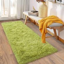 Soft Fluffy Shag Throw Area Rug, 2x4 Black, Non-Slip Bedroom, Hallways, Bedside, Dorm, Living Room - Long Shaggy Rug - Green - View 4