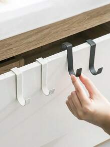 5pcs Multifunctional Hooks, Cabinet Door Hook Storage Rack, Stainless Steel Hook Door, Bathroom Storage Rack, Punch-Free Removable Hooks Suitable For Holiday Wreaths, Hangers, Storage Racks, Towels, Keys, Bathroom Hooks