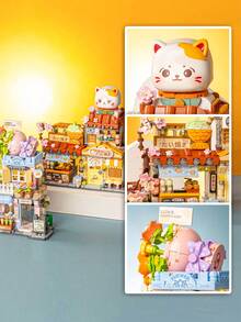 LOZ 大型橘猫积木套装，鲷鱼烧店积木模型，积木房子，花店积木玩具，街景积木系列，最佳节日礼物，客厅装饰，生日/圣诞礼物 - 彩色 - 查看 8