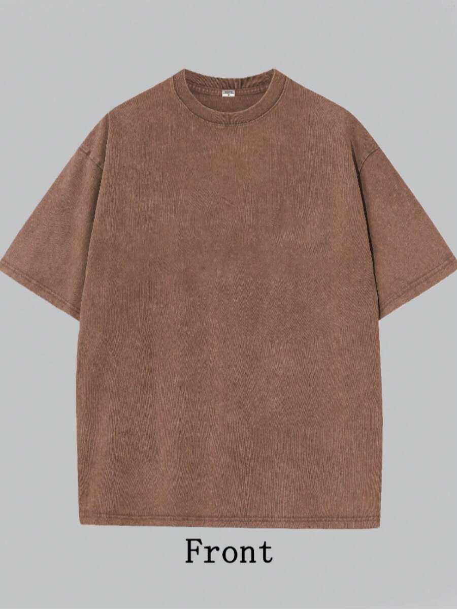 230g Man's Wasehd Cotton Tee Fashion Design Solid Color T-Shirts Short Sleeves Man Clothing 100% Comfortable Unisex Pure Black Pure White Clothes - 卡其色 - 查看 1