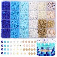 1 盒海洋主题串珠套装，夏季假日风格友谊手链工艺套装，含粘土珠，可用于珠宝制作 - 项链、手链、耳环 DIY 工艺品、节日礼物 - 彩色 - 查看 12