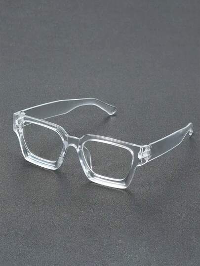 1pc Classic Square Glasses For Men, Transparent Frame And Lens, Daily Wear Accessory, Unisex, Suitable For Street Photography, Party & Casual Outfits, All Season