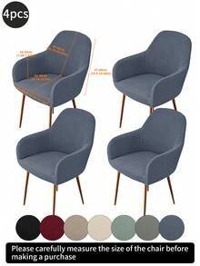 1pc Solid Striped Curved, High Elastic Dust-Proof Full Cover Chair Slipcover, Suitable For Hotel, Living Room, Study, Dining Room, Daily Use, Available In Black, Gray, Beige - Multicolor - View 36