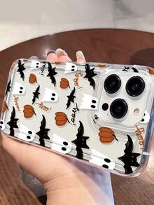 Personalized Halloween Ghost Printed Transparent TPU Airbag Anti-Fingerprint Phone Case Compatible With IPhone/Galaxy - Multicolor - View 3