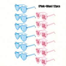 Heart-Shaped Rimless Glasses With Colorful Lenses - Fun And Cute Accessories For Gender Reveal Parties, Music Festivals, And Club Performances