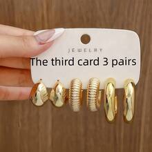 3件/5件/6件/7件/9件/10件/40件新款ABS树脂与CCB金色夸张C形水滴个性时尚耳环套装 - 新款 - 查看 6