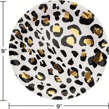 Platos de postre de leopardo, 8 unidades - Blanco, negro y dorado. - Ver 5