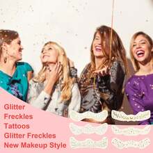 12pcs Gold Freckles Temporary Face Tattoos, Sparkle Makeup Patches, Waterproof Glow Up Face Glitter Speckles Cosmetic Stickers For Women Festival Carnival Party Dancing Makeup