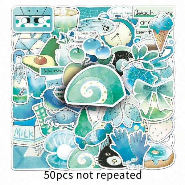 50 adesivos minimalistas com rabiscos, adesivos fofos desenhados à mão para decoração de caderno