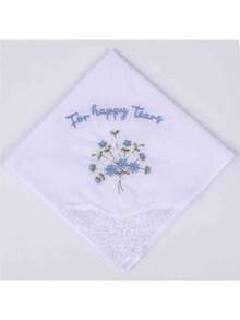 2pcs Wedding Gift Embroidered Handkerchief, Happy Tears Wedding Day Bride Gift For Bridal Shower Bachelorette Hen Party, Mom Mother In Law Gift Present Mother's Day Graduation