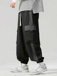 Plus Size Men Cargo Pants,Loose Casual Trousers,Baggy Sports Pants,Big & Tall, Fall