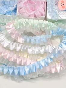 2-10 码缎面欧根纱蕾丝边饰 2 层褶皱荷叶边雪纺丝带 1.57 英寸褶皱边饰面料用于布料缝纫刺绣贴花婚礼工艺品丝带缝纫