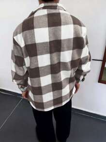 Men's Daily Fashion Versatile Minimalist Plaid Casual Jacket , Fall