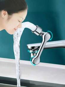 1pc 1440 ° Universal Rotary Faucet, Washbasin Mechanical Arm Faucet Extender, Anti Splash Faucet, Made Of High-Quality ABS Material, Suitable For Use In Bathrooms, Kitchens, And Toilets - Silver - View 3