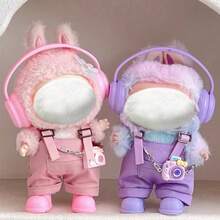 17cm LABUBU Doll Overalls Set, Colorful Suspender Pants Outfit For LABUBU Doll (Doll Not Included)