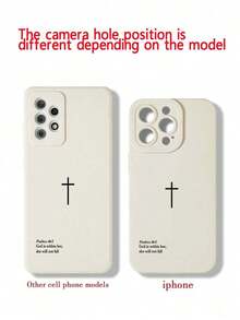Cross Print Simple Shockproof Thick Phone Case Cover Suitable For IPhone17/IPhone17 Air/IPhone17 Pro/IPhone17 Pro Max/16 Pro Max/15 Pro Max/14 Pro Max/13 Pro Max/12 Pro Max/11 Pro Max - 白色 - 查看 5