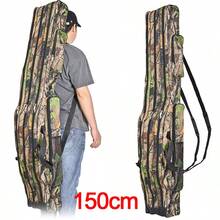 3 Layer 150cm Folding Fishing Rod Holdall Bag Carry Case For Rods & Reels - Camouflage - View 2