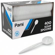PAMI MediumWeight Disposable Plastic Forks [400Pack] Bulk White Plastic Silverware For Parties Weddings Catering Food Stands Takeaway Orders And More Sturdy SingleUse Partyware Forks