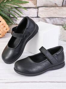 Ein Paar Kinder-Schuhe für Frühling und Herbst, modische Campus-Schuhe, Mädchen-Ballerinas, schwarze Schuhe aus Kunstleder, tägliche Freizeitkleidung, weich und bequem, Mädchen-Campus-Schuhe, Schulanfang - Schwarz - Übersicht 3