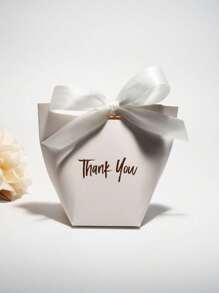 10 pezzi Scatola regalo in carta premium bianca con nastro, elegante: scatola regalo in carta con scritta dorata 'Grazie' | Nastro raffinato | Perfetto per Natale, matrimoni, festa di nascità e altro ancora