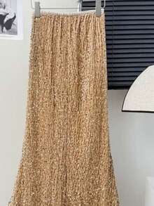 Elegant Sequin Velvet Skirt - Dorado - Ver 2