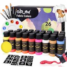 Ensemble de peinture tissus vibrant de 14 couleurs avec pinceaux, palette et planche à dessin - 14/26 couleurs, chaque tube de 30ml/1,01oz, pigment riche, parfait pour les artistes, les artisans, les étudiants, produits artisanaux, peinture sur vêtements, ensemble de peinture acrylique pour tissus, 12/24 couleurs, ensemble de peinture pour tissus de 12ml/0,4oz, rentrée scolaire, fournitures scolaires