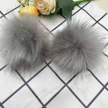 2 Stücke 10cm Kunstfell Bommel mit Gummischlaufe, DIY Accessoires für Mützen, Schlüsselanhänger, Schals, Handschuhe, Taschen - Verschiedenfarbig - Übersicht 4