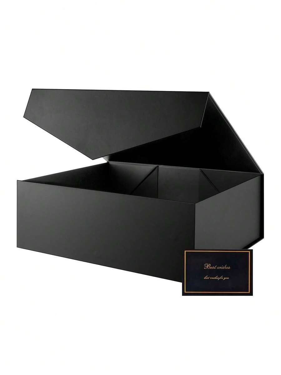 Large Gift Box - Black Foldable Groomsman Gift Box With Magnetic Lid - Groom Groomsman Proposal Gift Box, Oversized Gift Box, Can Fit Clothes And Large Gifts - Suitable For Birthday, Party And Wedding - Black - View 1