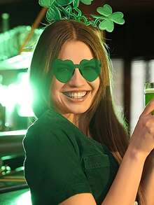 1/2/4/8/10只装心形派对眼镜，时尚心形，派对眼镜，沙滩配饰，适合婚礼、生日派对、旅行、新娘送礼会、单身派对、婚礼、伴娘礼物 - 綠色 - 查看 3