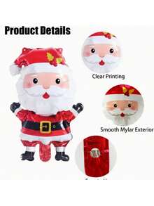 5 mini balonów foliowych w kształcie Świętego Mikołaja ze złotym paskiem, dekoracja na imprezę świąteczną