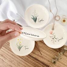 1 khay đựng trang sức bằng gốm hình tròn, khay đựng trang sức có thể tùy chỉnh, thích hợp làm quà cưới, quà đính hôn, quà cầu hôn, quà sinh nhật, quà kỷ niệm, quà cưới, quà đính hôn, giá đựng nhẫn cá nhân hóa, quà tặng cặp đôi, quà tặng cô dâu, khay đựng nhẫn. - trắng - Xem 9