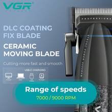 VGR專業電動理髮器和修剪器套裝，無線充電式理髮器，帶LCD顯示屏，無線沙龍/家用修剪工具，V-640黑色（無盒裝） - 黑色 - 查看 5