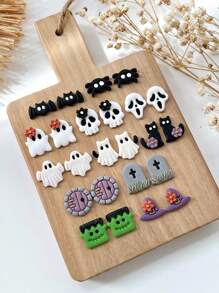 1/2/14 件万圣节粘土切割器，用于珠宝制作，哥特式南瓜骷髅耳环粘土工具，用于 DIY 饰品手工工艺品，帽子蜘蛛聚合物粘土模具，珠宝制作套件 - Clay Cutter - 查看 3