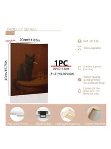 1 sztuka, płótno z czarnym kotem, plakat olejny z kotem palącym papierosa z alkoholem, zabawny nadruk z zabawnym wózkiem barowym, oryginalna dekoracja ścienna do baru, oryginalna dekoracja ścienna do męskiej jaskini, dekoracja sypialni, dekoracja salonu, dekoracja biura, dekoracja ścienna do jadalni, dekoracja kuchni, gabinet, korytarz, dekoracja akademika.