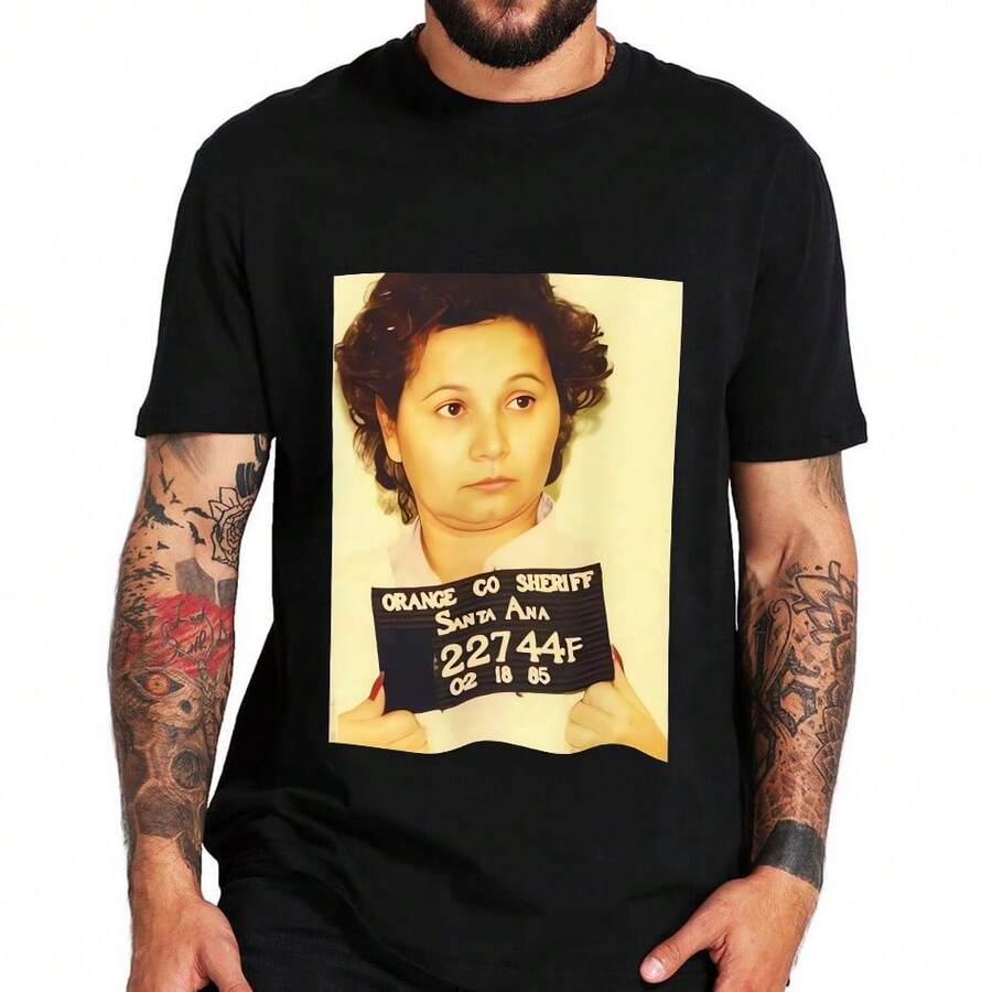 Griselda Blanco Mugshot Funny T Shirt For Men Women Casual Streetwear Tops Graphic Print Camiseta Original Design Oversized Cotton Tee Black Clothing - 黑色 - 查看 1