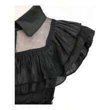TTIAOYU Wednesday Addams Costume Girls Dress Up For Kids Toddler Family Princess Merlina Cosplay Party Dress - 白色 - 查看 4