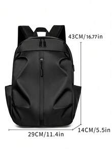 3pcs/Set Solid Color Casual Men Backpacks, Large Capacity Outdoor Laptop Backpack, Travel Rucksack For Students - Black - View 11