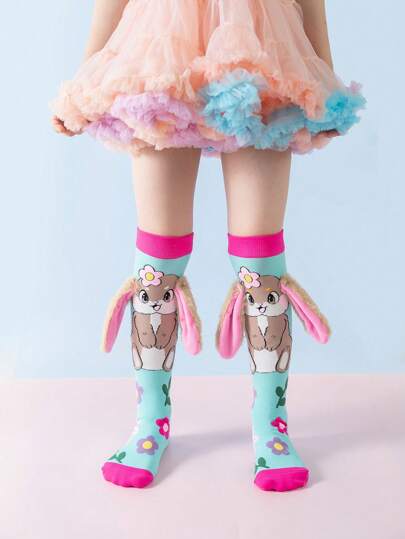 1 Pair Kids Socks, Cute Girls Socks, & Stretchy Mid-Calf Novelty Socks