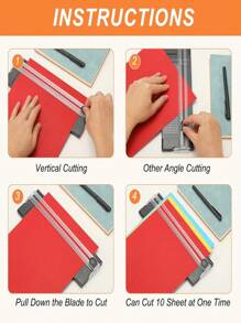 1 pieza Cortador de papel manual compacto - Cortador de fotos mini multicolor con patrón de cuadrícula, para un corte preciso, ideal para scrapbooking y manualidades, plástico duradero, hoja deslizante bidireccional compacta y portátil, para cortar papel, recortar fotos, manualidades, útiles escolares y de oficina, uso doméstico. Estilo de color aleatorio