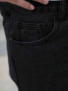 男士休闲修身紧身牛仔裤 - 适合所有季节 - 黑色 - 查看 6