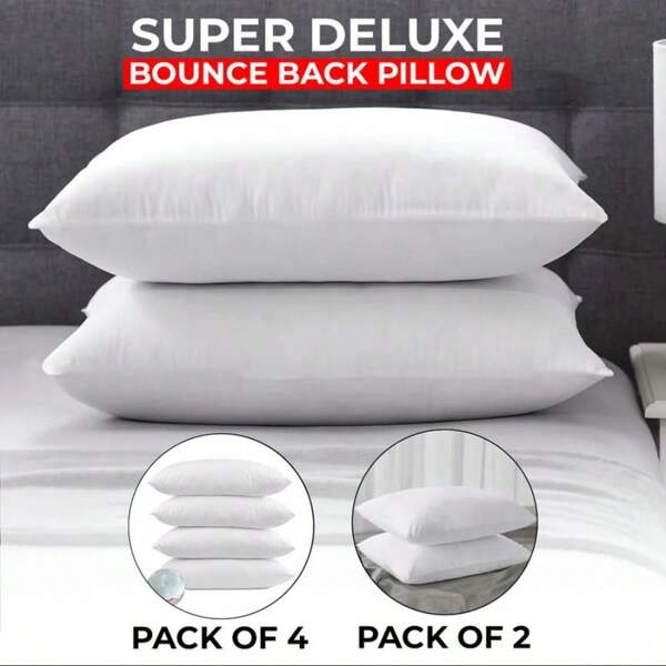 Hotel Quality Ultra Deluxe Pillows Pack Of 2 | Pack Of 4 Pillows Large Soft Bounce Back