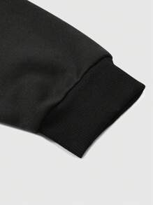 男士黑色时尚字母及梵高星空图案套头连帽卫衣，休闲日常穿着，秋季长袖上衣 - 黑色 - 查看 4