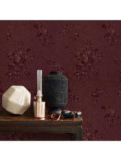 Roll Of Self Adhesive Retro Deep Rood Rose Flower Wallpaper Thickened PVC 17.7inX39.3/118.1/196.8in Bathroom Living Room Bedroom Kitchen TV Background Club Home ation Furniture Dormitory Cabinet Renovation DIY Drawer Lining Stuff Wand Paper Stickers view 2