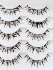 Ouye3 Set de 5 pares de pestañas postizas de diablillo pequeño, naturalmente rizadas y con recubrimiento 3D