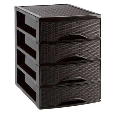 ZYLX SHOPPING - Cajonera Rattan de Plástico 2/3/4 Cajones, Blanco o Marrón, Ideal para Escritorio, Baño o Cocina