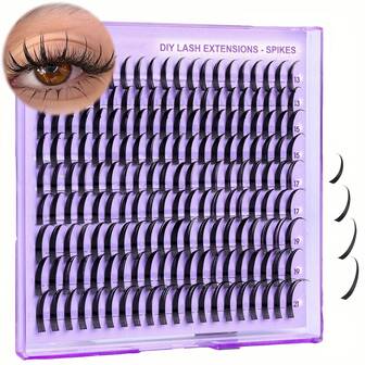 180 Peças Kit de Cluster de Cílios Cartoon C-Curl, Extensão de Cílios DIY de Fibra Fina com Aparência Natural, Cílios Individuais C-Curl de 13-21mm, Aplicação Úmida para Alongamento de Cílios para Uso Doméstico