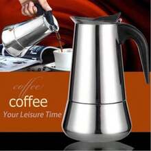 (304L Stainless Steel)9 Cup Moka Pot Percolator Italian Coffee Maker 450ml Stovetop Espresso Moka Stainless Steel Coffee Maker Classic Coffee Maker Suitable For Induction Cooker Ceramic Cooker Belly 2/4/6/9 Cups Optional - Silver - View 2