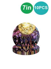 10 piezas Platos, servilletas y vasos de fiesta disco de los 70s, decoración de fiesta de cumpleaños con tema de baile disco de los 80s y 90s, juego de vajilla para fiestas de cumpleaños con amigos, fiestas festivas, decoraciones de cumpleaños