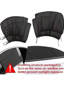 2/4 片装汽车座椅靠背防蚊网状遮阳帘，黑色网状车窗侧遮阳帘，不遮挡视线，透气不影响车窗卷绕